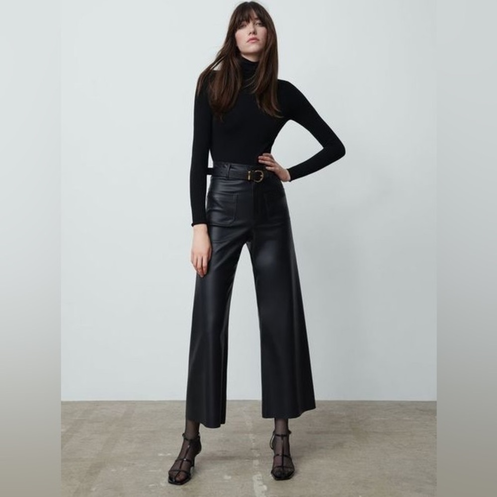 Zara Marine Straight Faux Leather Pants - 6